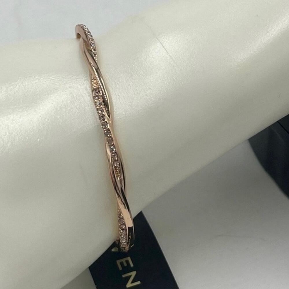 Givenchy Rose Gold and Crystal‎ Hinged Twisted Bangle Bracelet New with tags